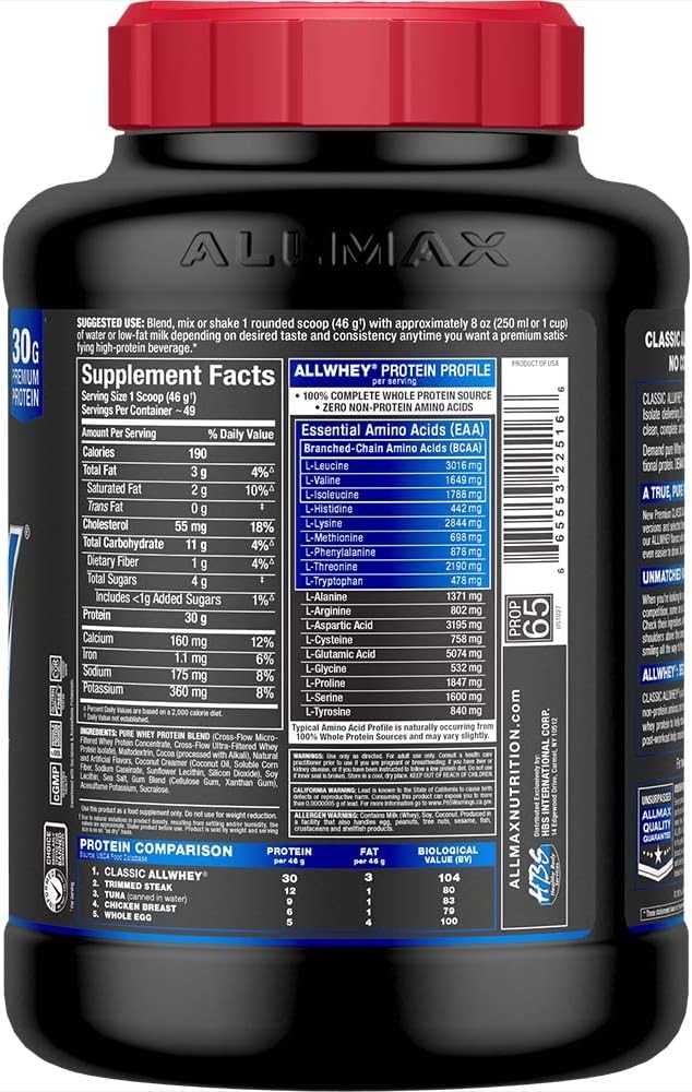 ALLMAX Classic ALLWHEY Strawberry - 5 lb - 30 Grams of Protein Per Scoop - Gluten Free - Approx. 49 Servings