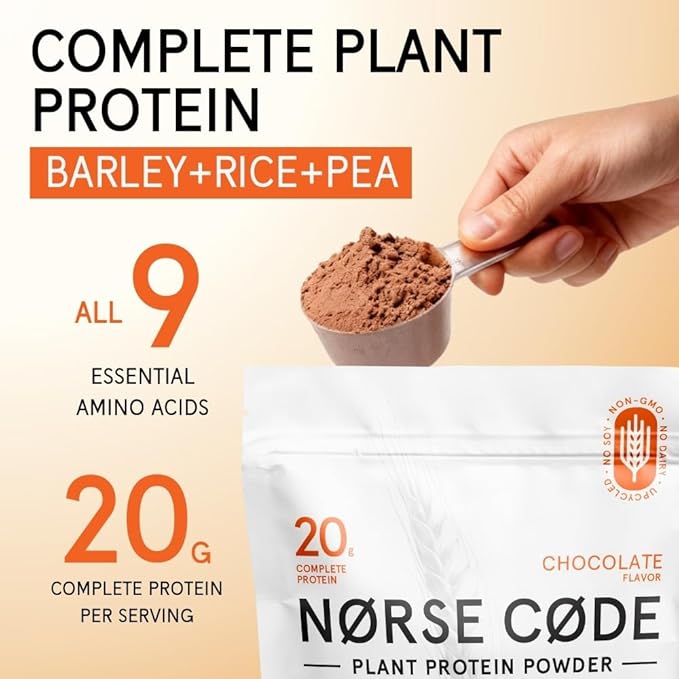 Chocolate Barley Protein Powder | 20g Plant-Based Vegan Protein | Pea Protein Rice Protein Prebiotic Fiber Smooth &amp Gentle on Stomach Low Sugar Keto Friendly | 14 Servings (1.39 lb)