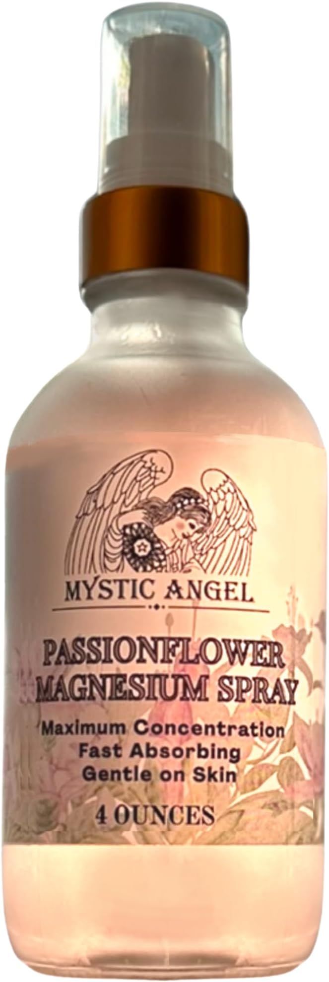 Magnesium Oil Spray for Feet &amp Body in a Glass Bottle Maximum Concentration Gentle on Skin Made in the USA (4 Fl. Oz. Passionflower)