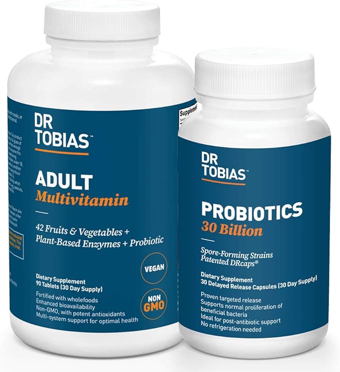 Dr. Tobias Adult Multivitamin &amp Probiotics 30 Billion Supporting Digestion &amp Overall Health