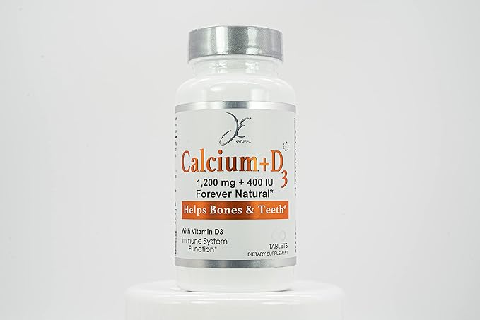 JE Natural Calcium 1200 mg + D3 400 IU Tablets. for Men &amp Women (1 Pack)