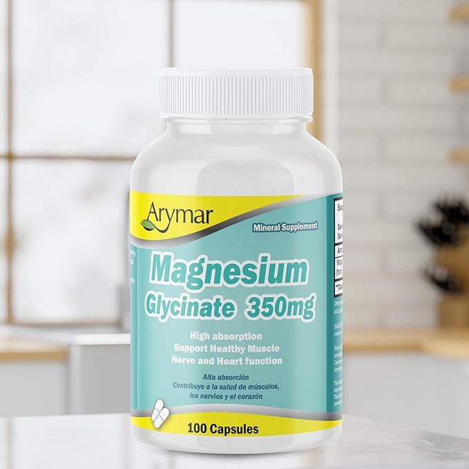 Arymar Magnesium Glycinate 350mg – 100 Capsules (2 Pack)