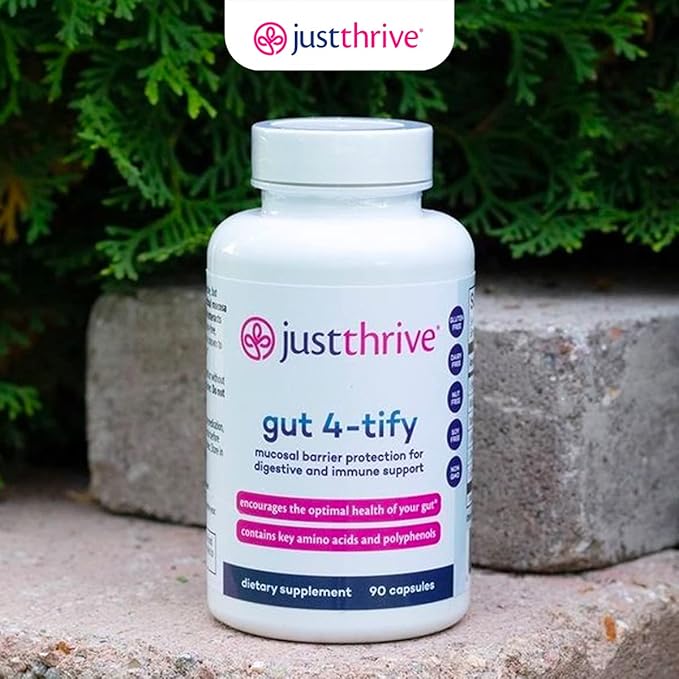 Just Thrive Gut 4-tify - Gut Health Supplements for Women and Men - Anti Bloat 90 Vegetable Capsules