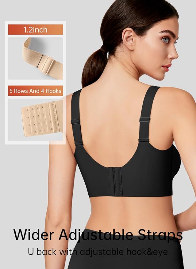 REALWILL Women Everyday Comfortable Wireless Bra Supportive Push Up Minimizer Bras Full Coverage Soft Seamless Tshirt Bras