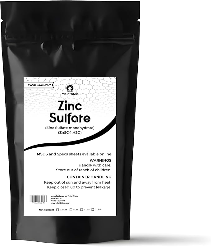 Zinc Sulfate (Zinc Sulfate Monohydrate) ZnSO4.H2O - Used in Water Treatment Tree Nutrition Preservative for Leather (3lb)