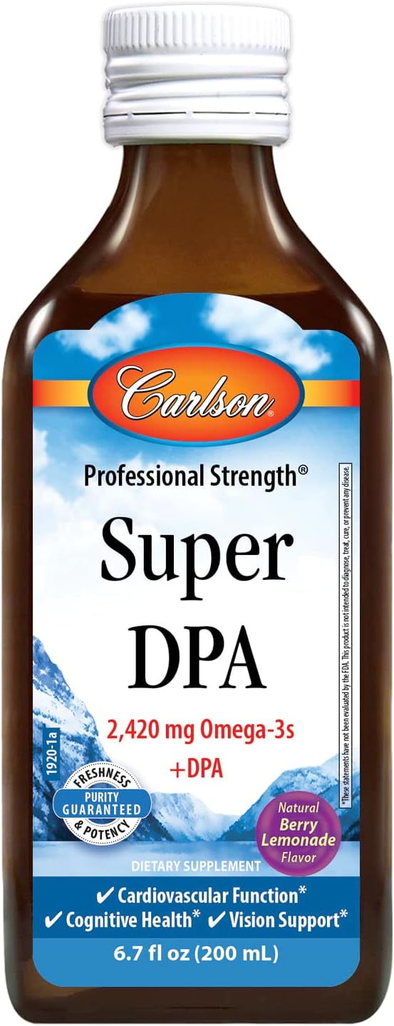 Carlson - Super DPA 2420 mg Omega-3s 300 mg DPA Heart Health Cognitive Function Berry Lemonade 200 mL (6.7 fl oz)