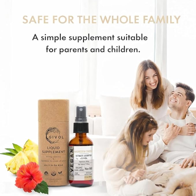 Tri Magnesium Complex - Magnesium Biglycinate Citrate &amp Taurate Liquid Spray 300mg w/Raw Vitamin C for Promoting Serenity Body Decompression - Hibiscus &amp Pineapple Flavor 60ml (2oz)