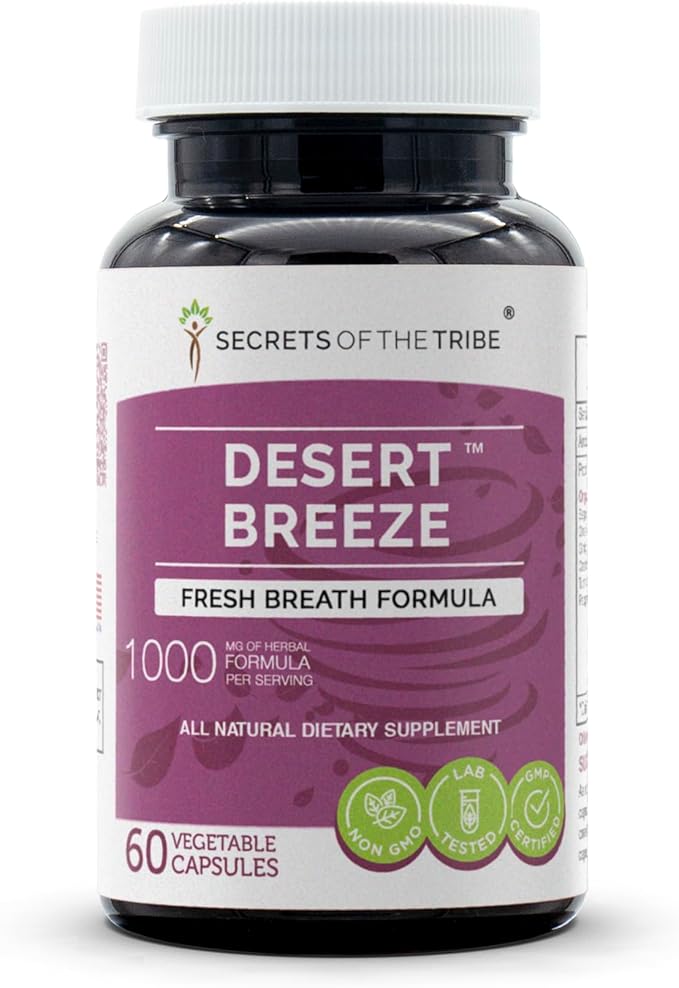 Desert Breeze 60 Capsules 1000 mg Sage Green Tea Ginkgo Cranberry Turmeric Peppermint. Fresh Breath Formula (60 Capsules)