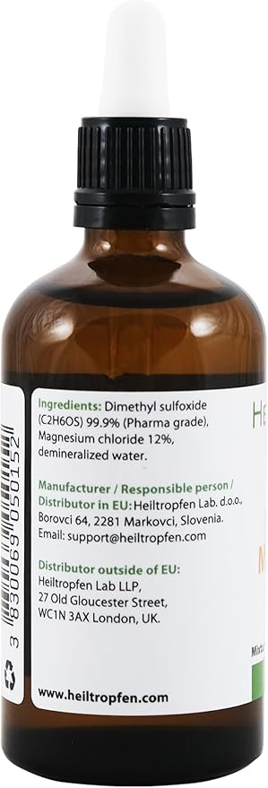 DMSO &amp Magnesium Oil Mixture by Dr. Hartmut Fischer (3.4 Oz) Pharmaceutical Grade Ingredients High Purity Low Odor Heiltropfen®