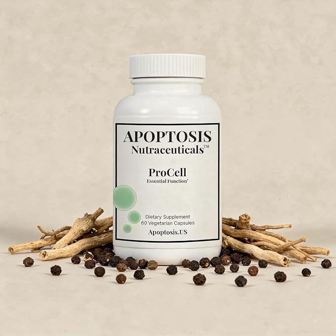 Apoptosis ProCell – Organic Ashwagandha &amp Black Pepper Extract Supplement – Cellular Health Mood &amp Stress Support – 60 Capsules – Made in USA