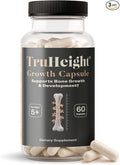 TruHeight Growth Capsules - Tall Nutrition for Natural Growth Supplement for Kids &amp Teens - Pediatric Vitamin D K Calcium &amp Ashwagandha - Bone Strength - Kids Vitamins D3 K2 Pills Taller Ag