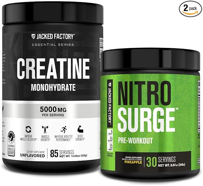 Jacked Factory Nitrosurge Pre-Workout in Pineapple &amp Creatine Monohydrate for Men &amp Women