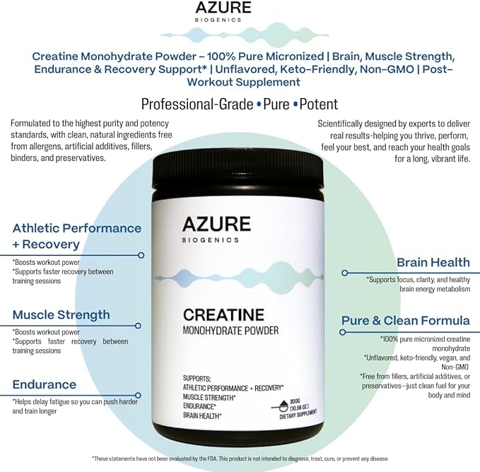 Micronized Creatine Monohydrate Powder 300g - Supports Workout Performance Strength &amp Training Output*- Unflavored Creatine Powder for Men &amp Women - Vegan Non-GMO No Fillers