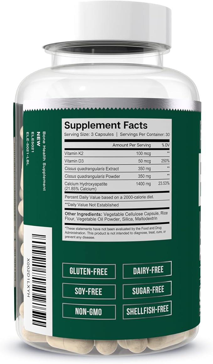 Essential Elements Bone Boost Health Supplement - Bone Support and Calcium Supplement with Vitamin D 3 K2 Cissus Quadrangularis for Bone Strength - 270 Capsules (90 Day Supply) (3-Pack)