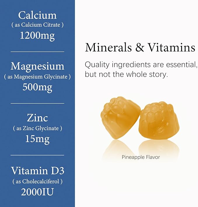 Calcium 1200 mg with Vitamin D3 Gummies Calcium Citrate Supplements for Women &amp Men with Magnesium Zinc Vitamin D3 &amp K2 Potassium Chews for Bone Strength &amp Muscle Support Sugar Free