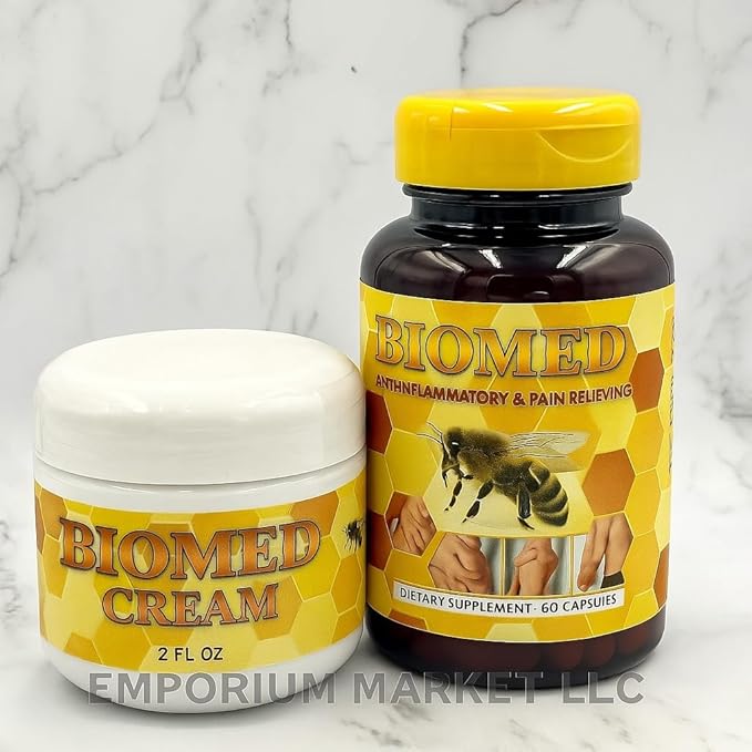 New Biomed Joint Support - Glucosamine Chondroitin - with Boswellia Turmeric &amp Hyaluronic Acid - Joint Health Supplement Mobility Flexibility 120 Capsules 2 Bottle &amp 4 oz bio med Cream Pac