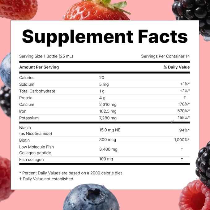 VITALBEAUTIE Super Collagen Drink – 3500mg Low‑Molecular Fish Collagen (5 Types) – K‑Beauty Liquid Beauty Ampoules Mixed Berry Flavor (Naturally &amp Artificially Flavored) – 14 x 25 mL