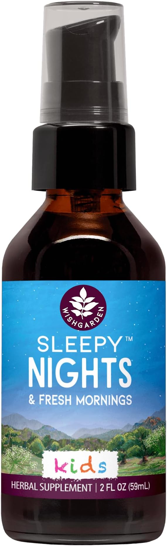 WishGarden Herbs Sleepy Nights for Kids - All-Natural Herbal Sleep Aid Tincture Without Melatonin Organic Sleep Supplement with Passionflower &amp Scullcap Supports Safe and Restful Deep Sleep 2oz