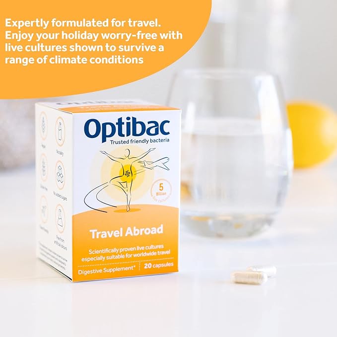 Optibac Probiotics for Travelling Abroad PMP UK 20 Vegetarian Capsules