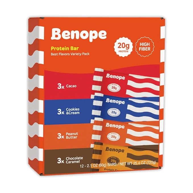 Benope Protein bar Best Flavors Variety Pack 60g x 12ea high protein low sugar low carb energy bar nutritious snack high protein snacks