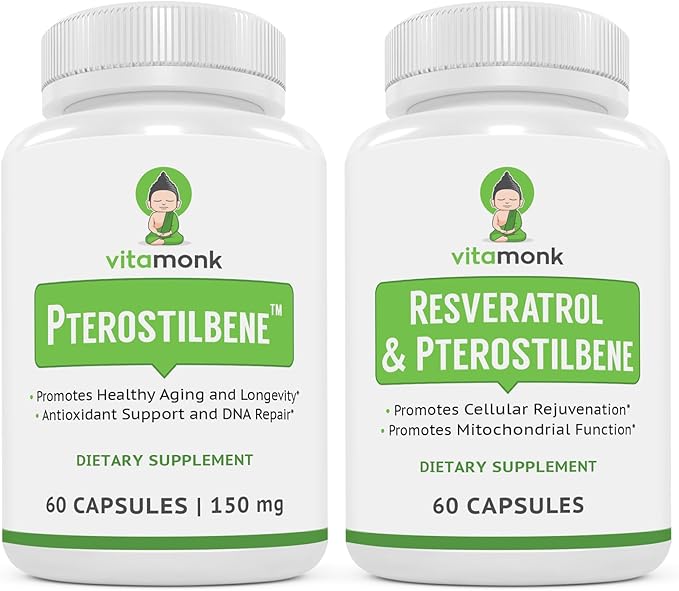 VitaMonk Longevity Duo - Resveratrol &amp Pterostilbene Power Pack