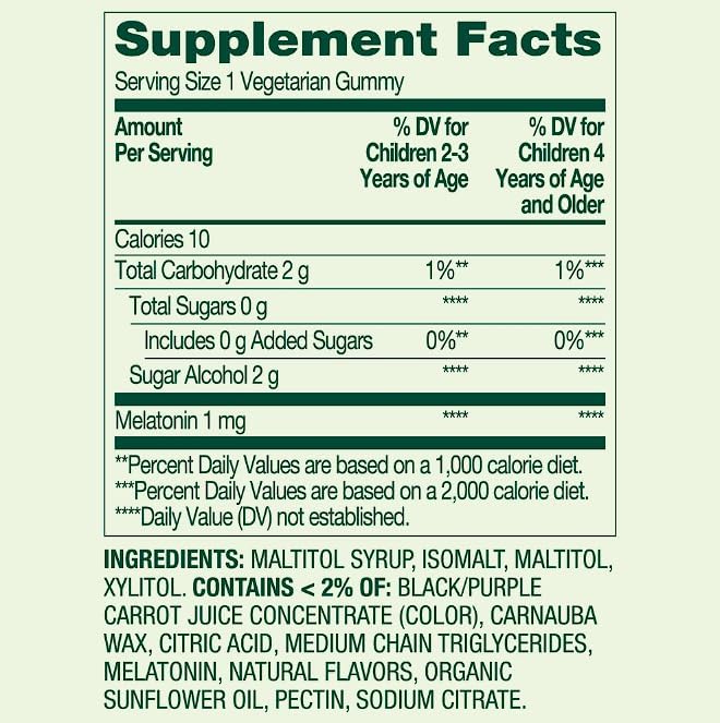 Melatonin for Kids Sleep Support Zero Sugar Spring Valley Dietary Supplement Gummies Raspberry and BlackBerry 1 mg 120 Count + Daily Supplement Tracker Sticker