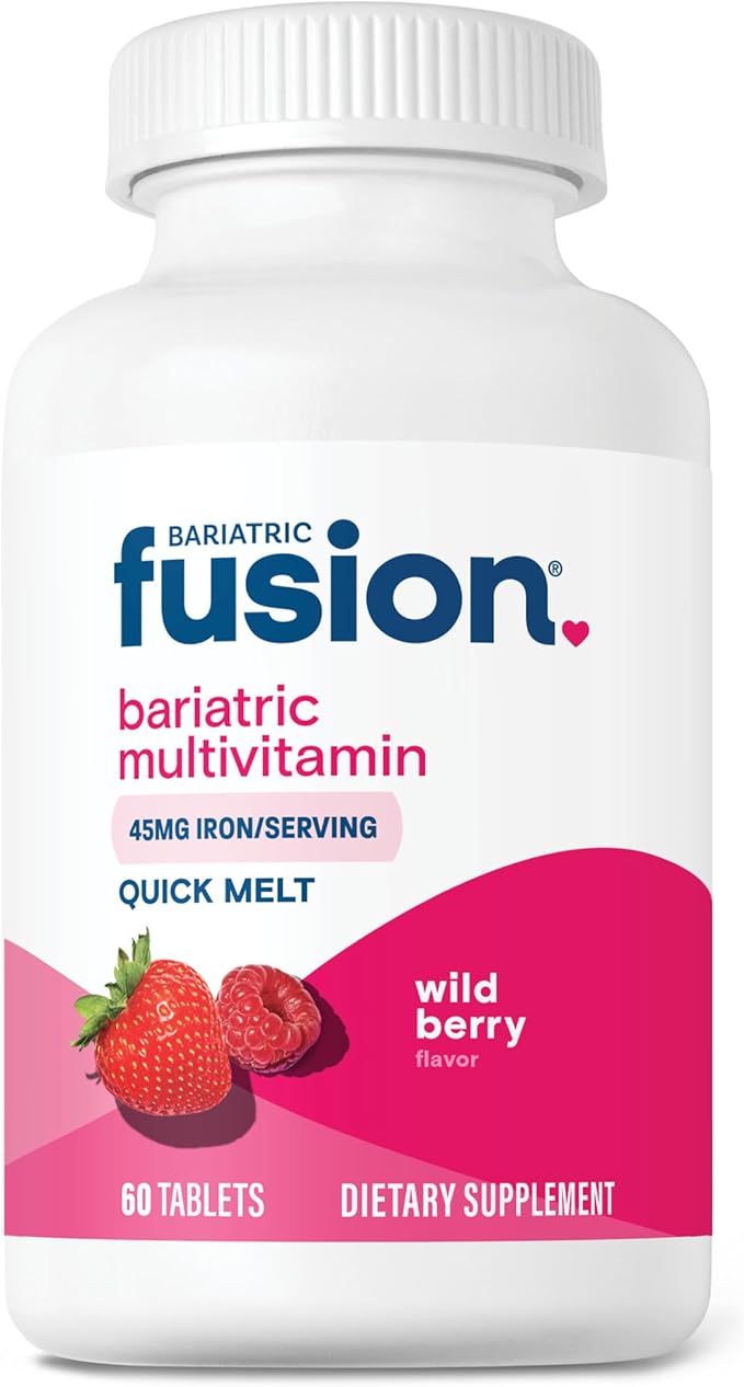 Bariatric Fusion Bariatric Multivitamin with Iron Quick Melt | Sugar Free Vitamins for Gastric Sleeve and Gastric Bypass | Wild Berry Flavor | 60 Fast Dissolving Tablets