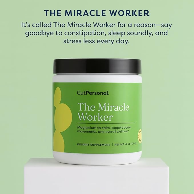 The Miracle Worker Magnesium Glycinate Powder for Sleep - Chelated Magnesium Drink Powder Supplement Helps Reduce Stress &amp Regularity While Easing Muscle Cramps with Strawberry Flavor - 30 Serving
