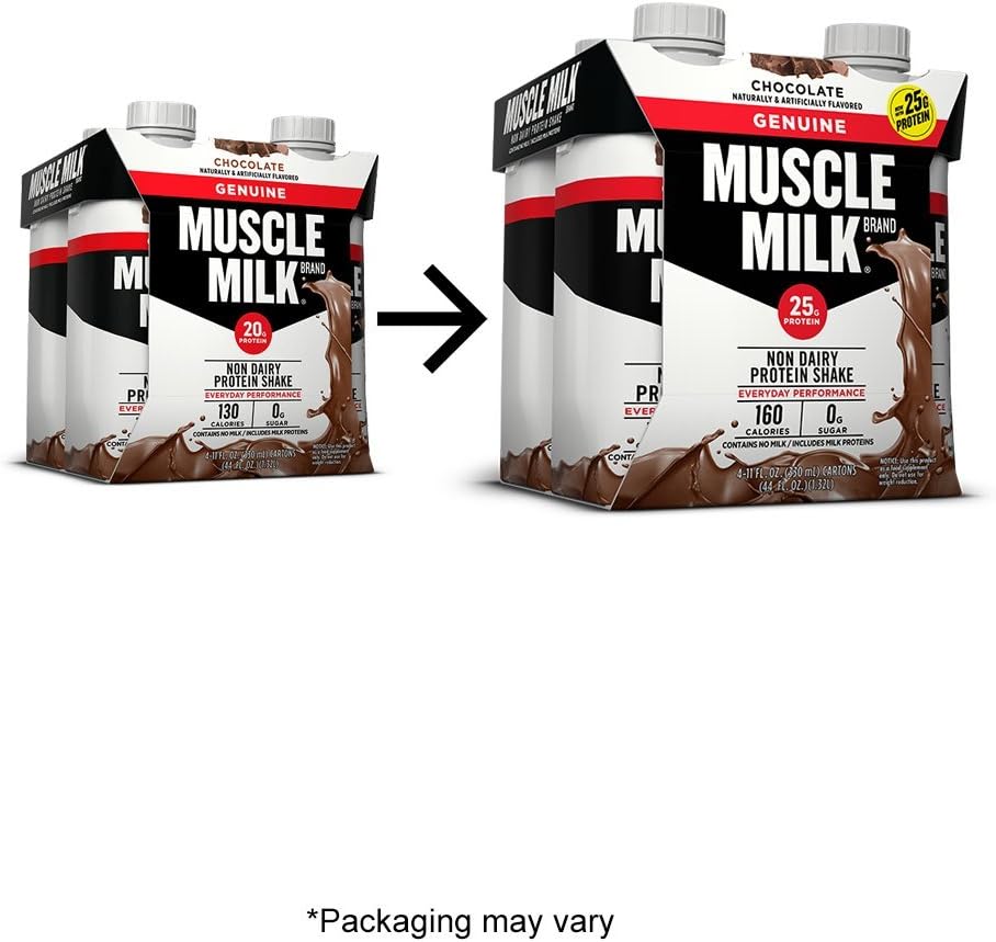 Muscle Milk Genuine Protein Shake Chocolate 25g Protein 11 Fl Oz (Pack of 4)
