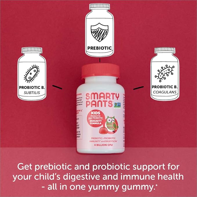 SmartyPants Organic Toddler Multivitamin Gummies: Probiotics &amp Kids Probiotic Immunity Gummies: Prebiotics &amp Probiotics for Digestive Health and Immune Support Supplement