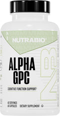 NutraBio Alpha GPC Brain Support &amp Improved Memory Function 300mg - 60 Vegetable Capsules