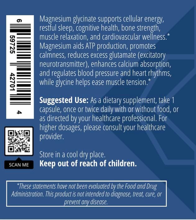 Magnesium Glycinate 100mg 120 Capsules Energy Balance Sleep Support