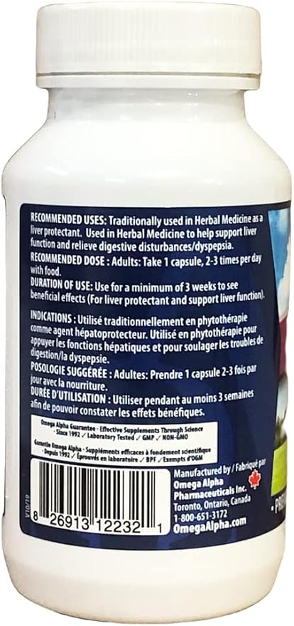 Omega Alpha Milk Thistle (Standardized Extract)-Support Healthy Liver Function 60 Veg Capsules