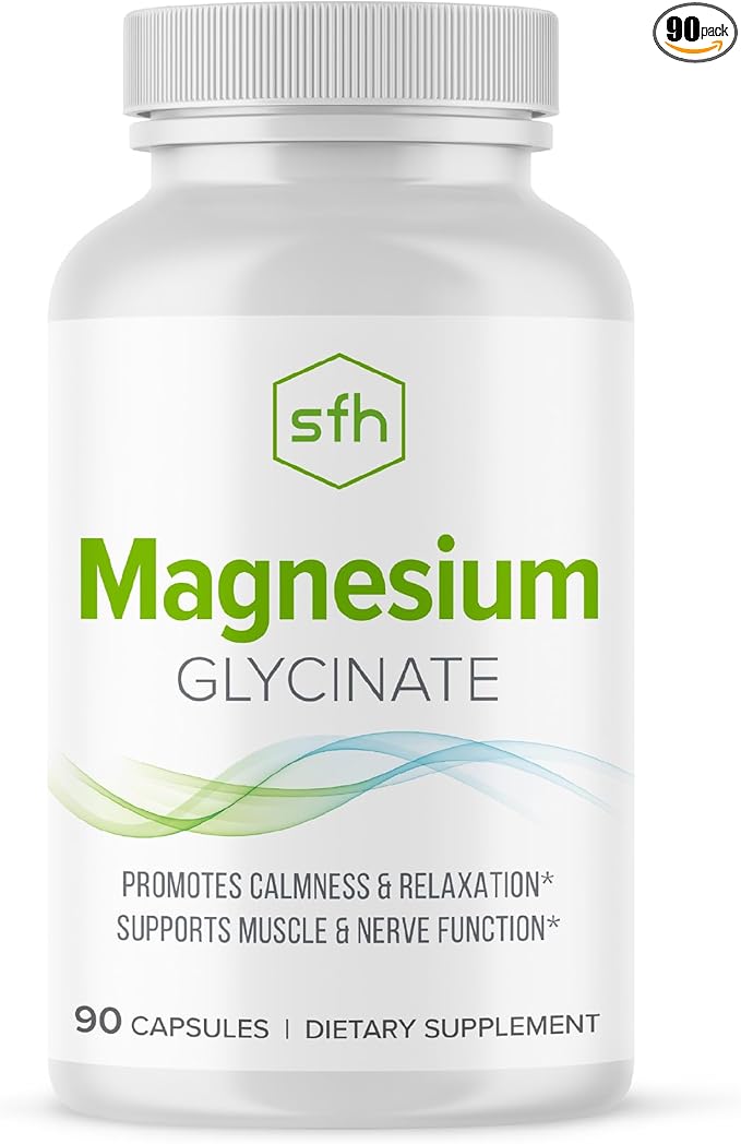 SFH Magnesium Glycinate 183mg - Highly Absorbable for Relaxation Sleep &amp Recovery Gentle on Stomach Easy-to-Swallow Capsules 45-Day Supply