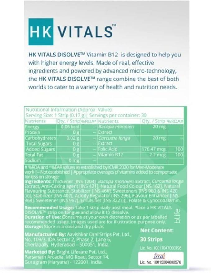 SENTA HealthKart HK Vitals DISOLVE Vitamin B12 for Energy No Added Sugar Orange 30 Strips