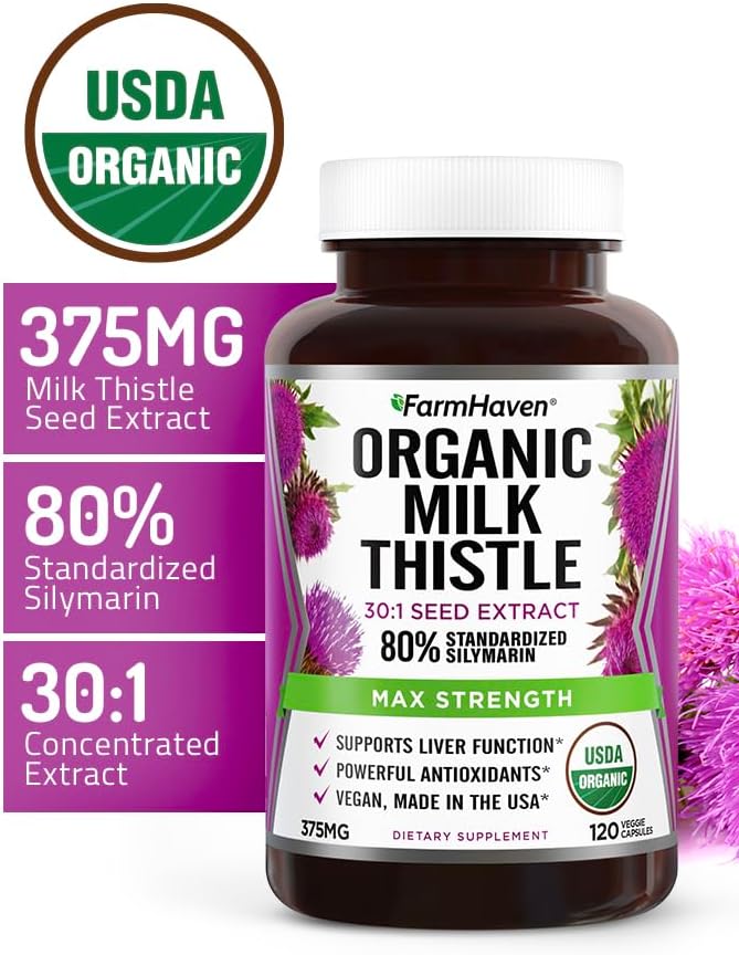 FarmHaven Milk Thistle 120 Capsules and Turmeric Curcumin 90 Capsules
