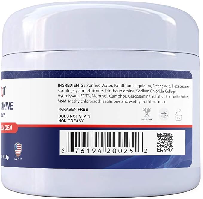 Glucosamine Chondroitin &amp Collagen Supplement Gluten Free Supports Joints Bones &amp Knees Includes MSM &amp Hyaluronic Acid for Mobility &amp Joint Health Cream + Capsule Bundle