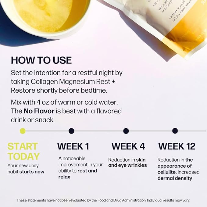 Collagen + Magnesium | VERISOL Bioactive Collagen Peptides Magnesium Glycinate &amp Taurate Salts | Lauren Roxburgh Rest + Restore | Calming Nightly Beauty Routine (Yuzu Pear) [30 Serves]