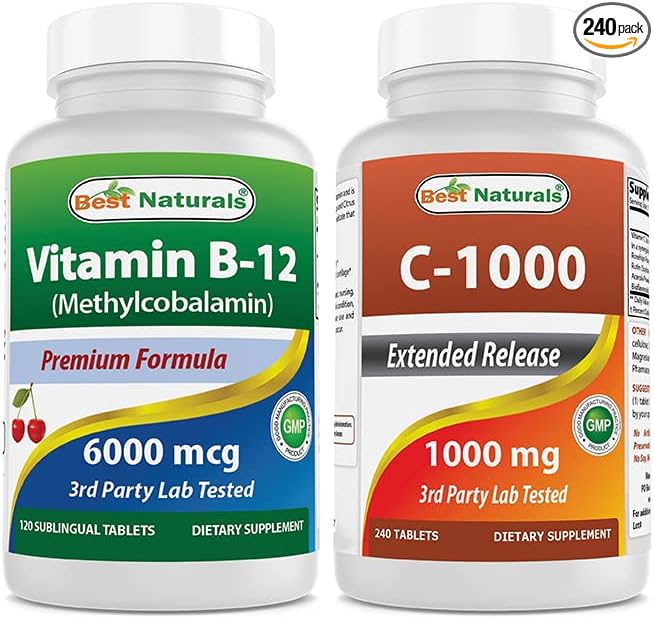 Best Naturals Vitamin B12 6000 mcg &amp Vitamin C 1000 mg