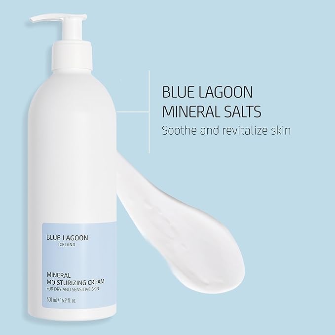Blue Lagoon Skin Science - Mineral Moisturizing Cream - Contains Blue Lagoon Seawater - Hydrates Dry Skin - Lightweight Creamy Texture - No Fragrance - 500ML