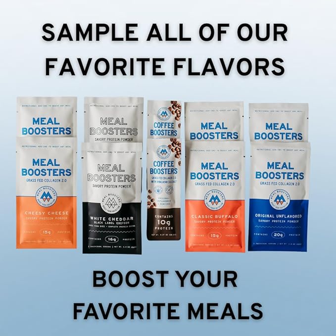 Muscle Boosters Savory Protein Powder | 22g Protein per Serving | Whey Isolate Beef Isolate Egg White | Cooking-Friendly Protein Supplement |Pack of 10 Single Servings