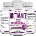 Nicotinamide 500mg with Resveratrol 100mg - 120 Veggie Capsules - Vitamin B3 Supplement Pills to Support NAD Skin Cell Health &amp Energy