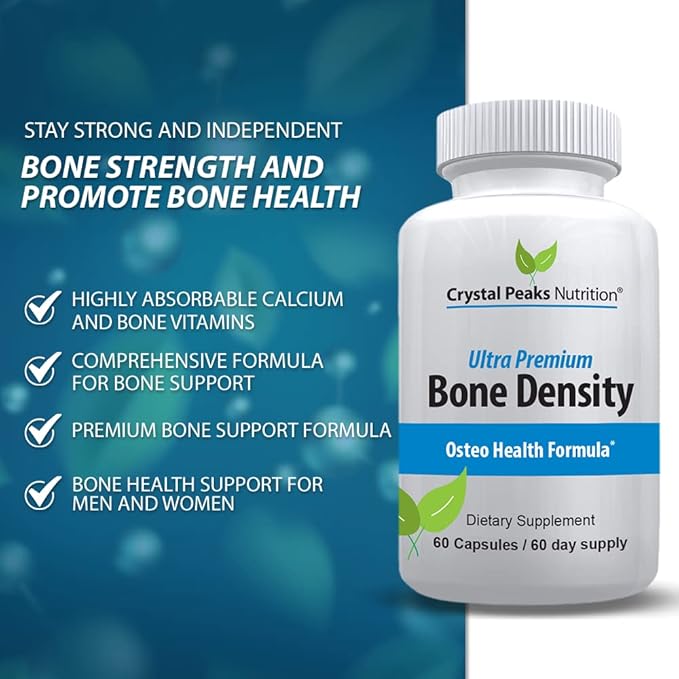 Ultra Premium Bone Formula - Calcium Carbonate w/Vitamin K2 &amp D3 - Calcium Supplements for Bones - Promotes Bone Strength so You can Stay Active - 60 Capsules 60-Day Supply