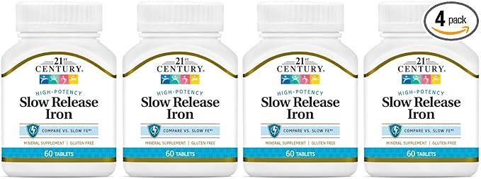 21st Century Slow Release Iron Tablets 60 ea Pack of 4 - Packaging May Vary