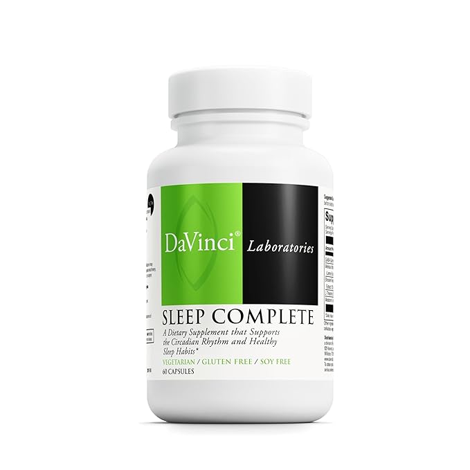 DAVINCI Labs Sleep Complete - Dietary Supplement to Support Healthy Sleeping Habits Relaxation and Sleep* - with Melatonin Lemon Ashwagandha and L-Theanine - Gluten-Free - 60 Vegetarian Capsules