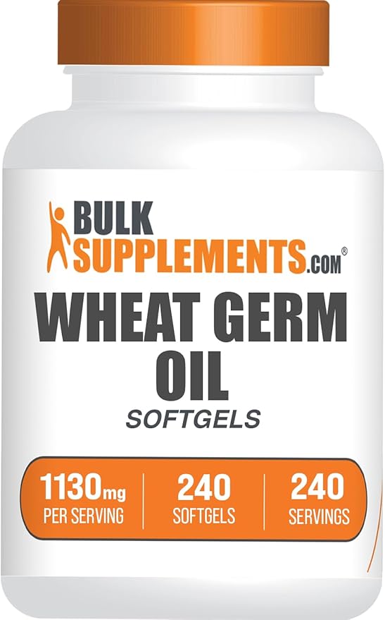 BulkSupplements.com Wheat Germ Oil Softgels - Wheat Germ Oil Supplement Wheat Germ Oil 1130mg - Nutritional Supplement &amp Soy Free 1 Softgel per Serving 240 Softgels (Pack of 1)