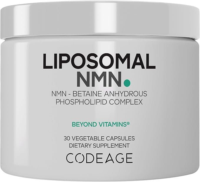 Codeage Liposomal NMN &amp TMG Supplement - Nicotinamide Mononucleotide NAD+ Precursor Betaine Anhydrous Trimethylglycine TMG - Non-GMO - 30 Capsules