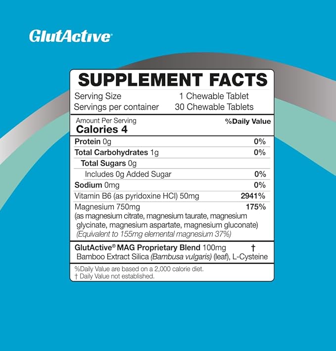 MAG | 750mg of Magnesium Glycinate Taurate Aspartate Gluconate &amp Citrate for Muscles Nerves &amp Energy | High Absorption | Sugar Free | 60 Chewable Tablets
