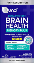 Qunol Brain Health Memory Plus with B6 Magnesium L-Threonate &amp Citicoline Clinically Tested Ingredients to Improve Memory Focus Attention and Productivity 90 Count