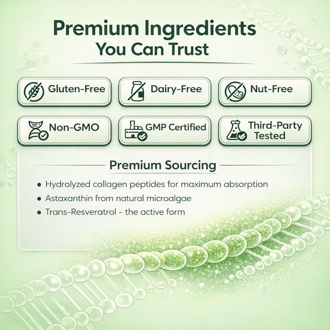 Beauty Boost Gummies – Collagen + Hyaluronic Acid for Skin Hydration Support Antioxidant Blend Resveratrol CoQ10 Astaxanthin Hair Skin Nails 60 Gummies